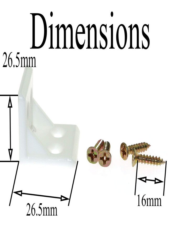 رولينج 8 قطع من دعامات زاوية بلاستيكية على شكل حرف L بأربعة ثقوب، دعامات زاوية قائمة للأثاث، مع براغي تثبيت غاطسة، ملحقات تركيب لدعم الرفوف، 2.8 × 2.8 سم، لون أبيض - Image 4